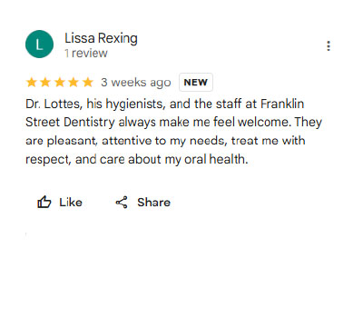 Franklin Street Dentistry testimonial image